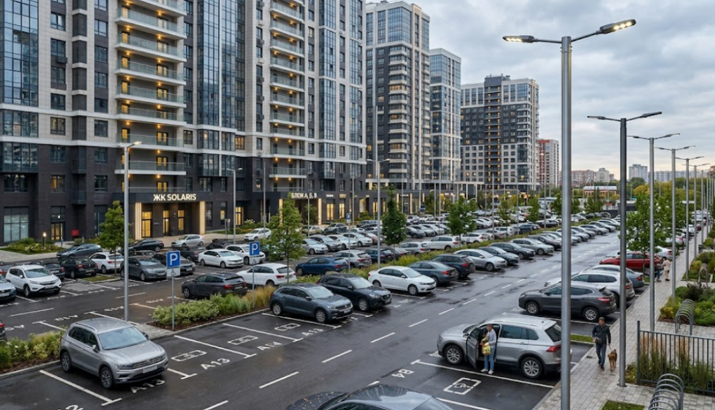 Выверенный шаг между опорами на парковке не тлько упрощает ориентированее, но и делает локацию более привлекательной.png