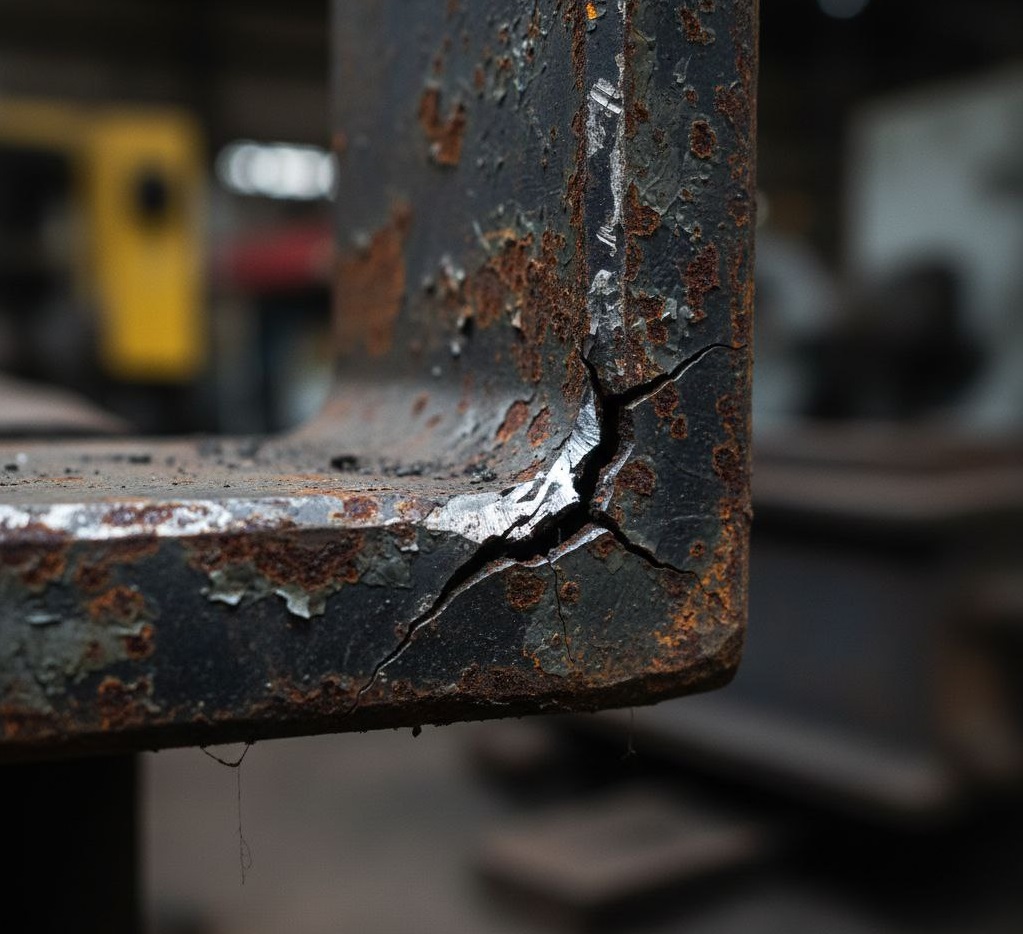 Повреждение прокатного уголка в месте воздействия динамических нагрузок.jpg