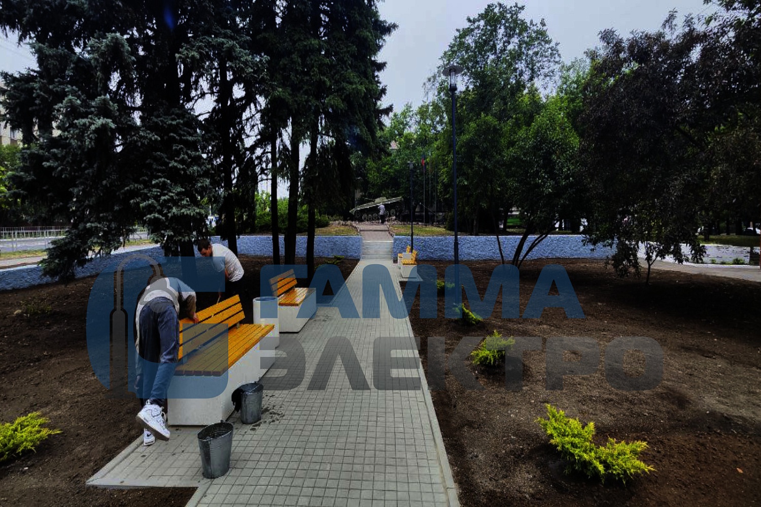 Наружное освещения территории памятника, г. Енакиево