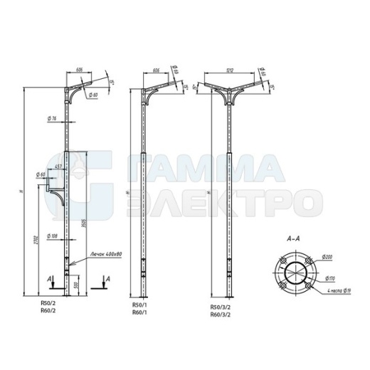 Опора декоративная "Репино" R60/1