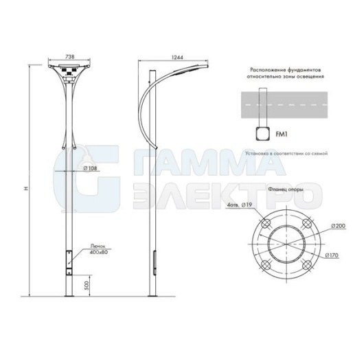 Светодиодная система уличного освещения "Парус" PRS 40M