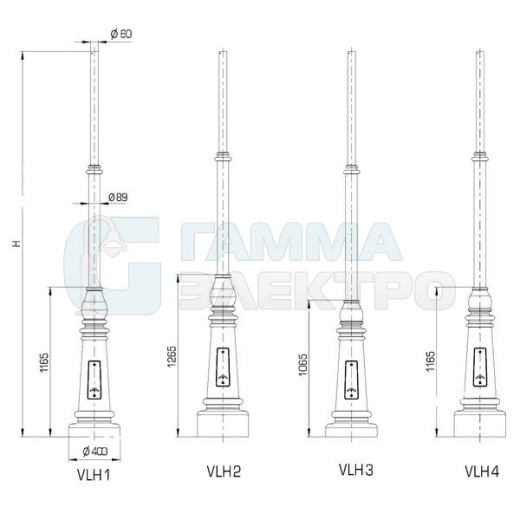 Опора декоративная с элементами чугунного литья "Волхов" VLH2 40
