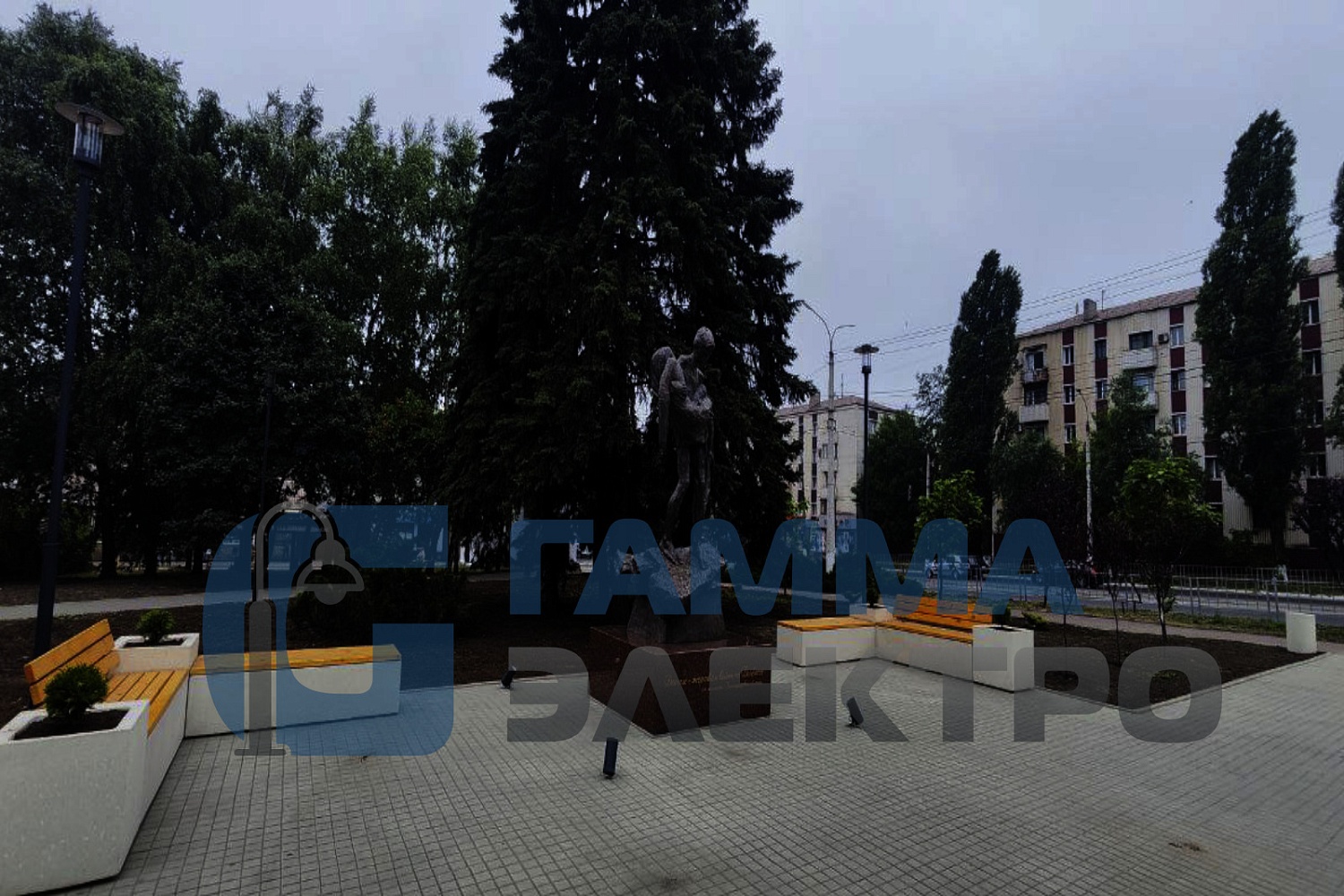 Наружное освещения территории памятника, г. Енакиево