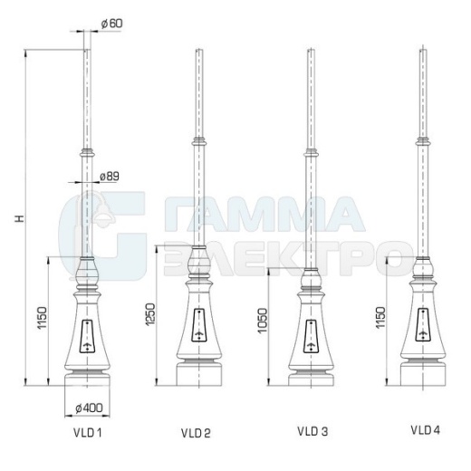Опора декоративная с элементами чугунного литья "Валдай" VLD1 40