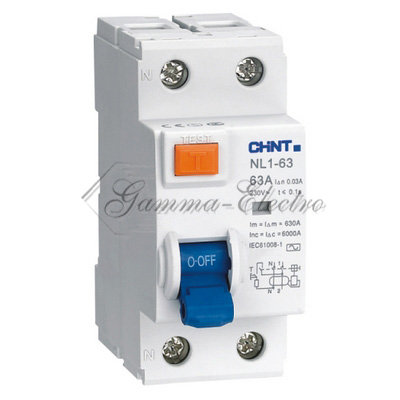 Выключатель дифференциального тока (УЗО) NL1-63 6kA 2P 16A 10mA тип AC  (CHINT)