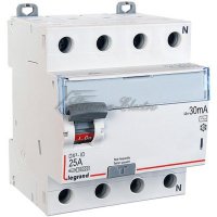 Выключатель дифференциального тока (УЗО) 4П 25А 30мА DX3 АC N справа