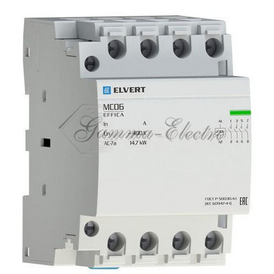 Модульный контактор MC06 3Р 25А 4НО 400B ELVERT