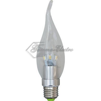 Лампа светодиодная LED 3.5вт Е14 белая хром свеча на ветру