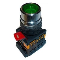 Кнопка зеленая ABLF-22 1з+1р с подсветкой неоновая 240В