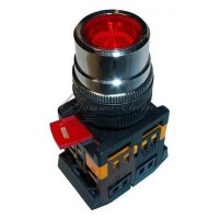 Кнопка красная ABLF-22 1з+1р с подсветкой неоновая 240В