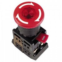 Кнопка красная с фиксацией ANE22 Гриб с подсветкой неоновая 1з+1р 240В