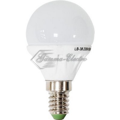 Лампа светодиодная LED 5вт Е14 230в белый шар