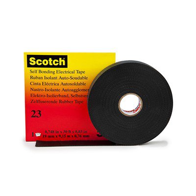 Изолента резиновая черная 19мм 9.1м сырая резина Scotch 23