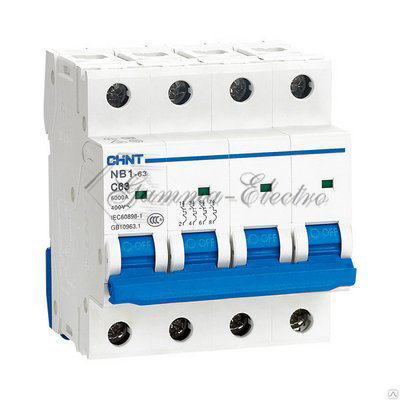 Автоматический выключатель NB1-63H 4P 63A 10кА х-ка D (R) (CHINT)