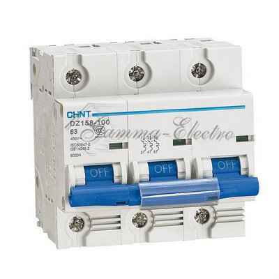 Автоматический выключатель DZ158 3P 100A 10kA х-ка (8-12In) (R) (CHINT)